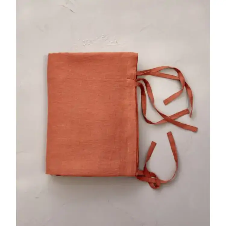 Housse de couette lin stone washed orange terracotta