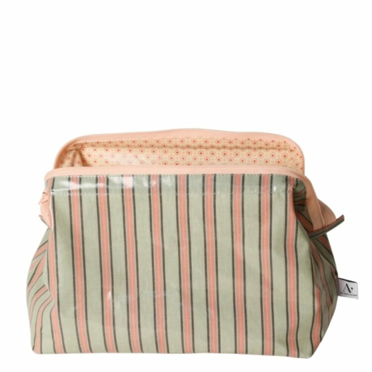 trousse de toilette bleu et rose plastifiée