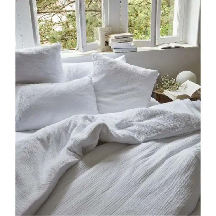 HOUSSE DE COUETTE GAZE DE COTON BLANC