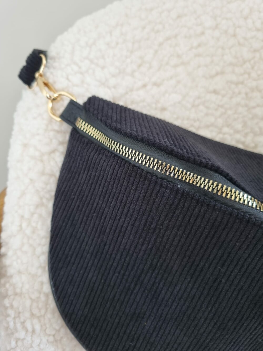 sac banane velours noir