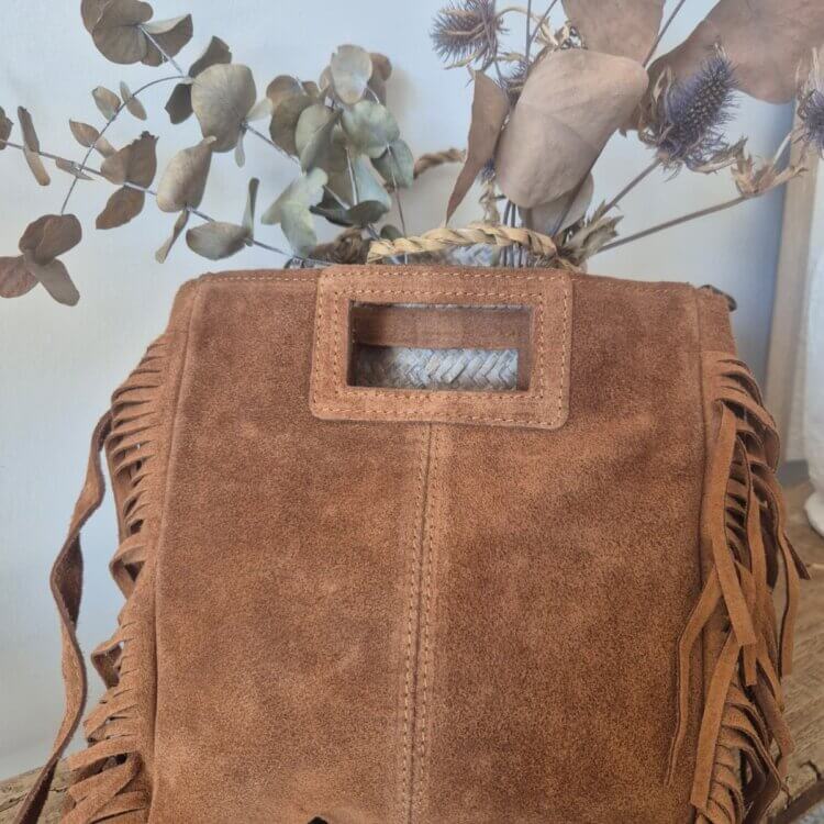 sac maje en cuir suedé