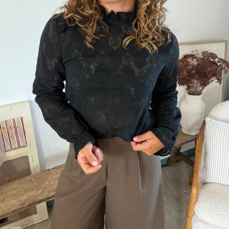 Blouse noire dentelle Alexandrie