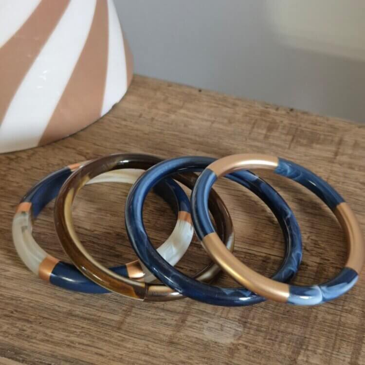 Bracelet jonc Alma  bleu marine