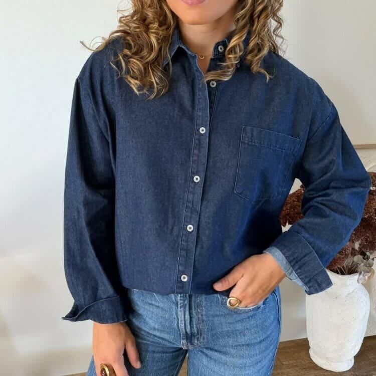 Chemise en jean bleu foncé Mélodie