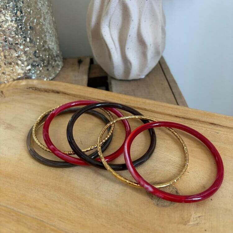 Lot de 5 bracelets bordeaux Moussa